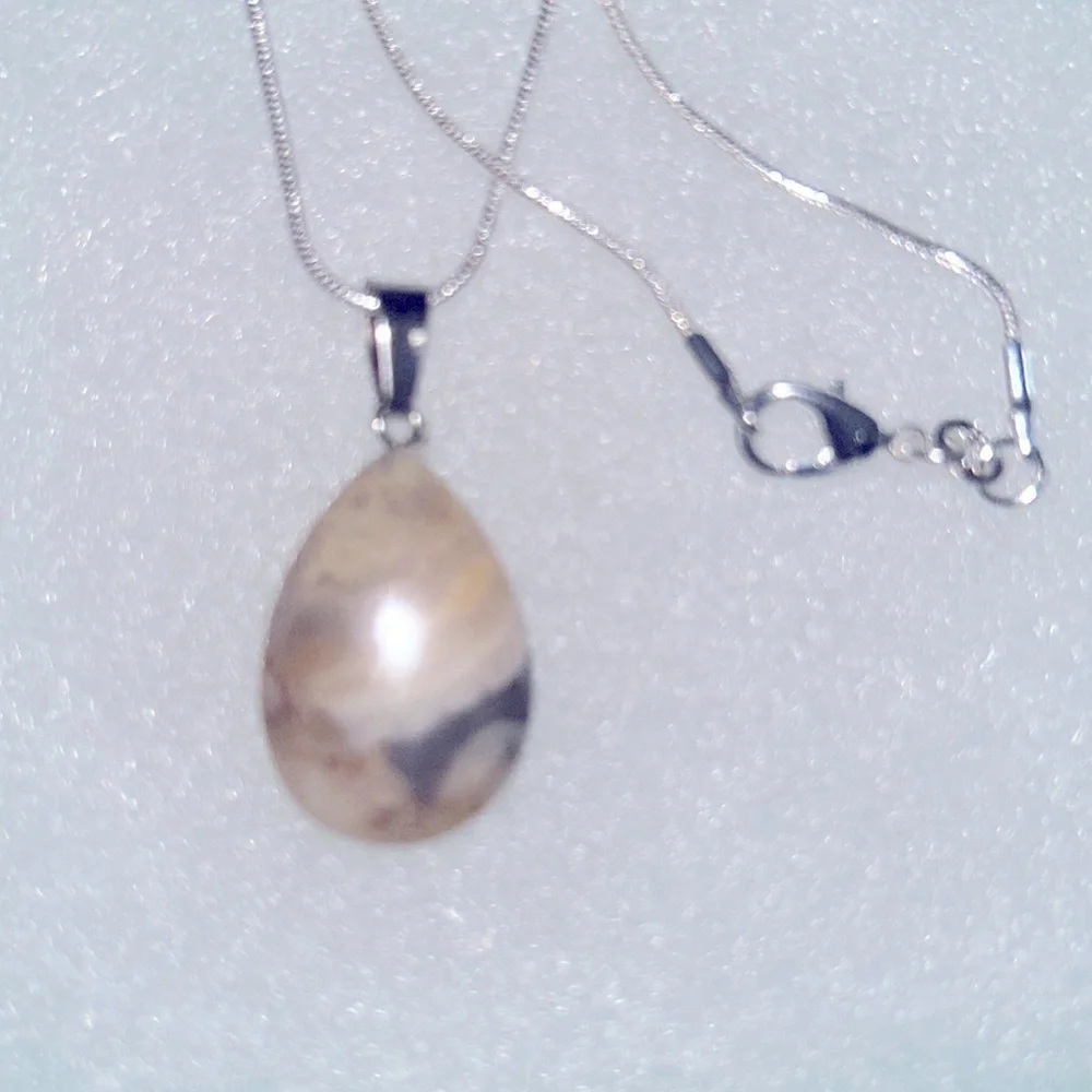 Boho hippie Agate Sterling Silver 16” Necklace